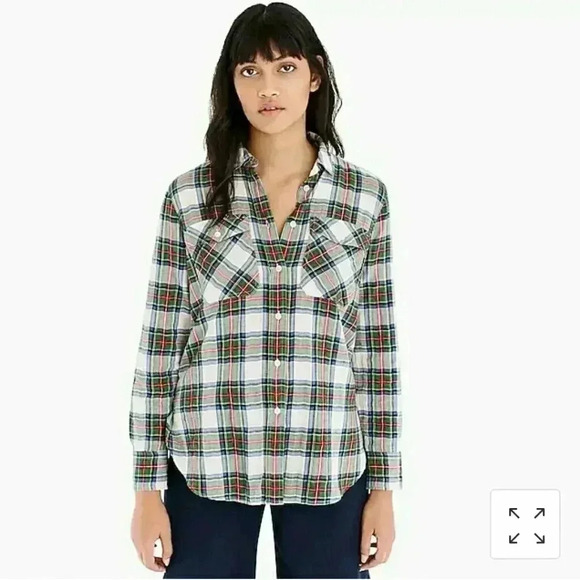 J. Crew Plaid Oversize Button Up Shirt - Picture 1 of 8